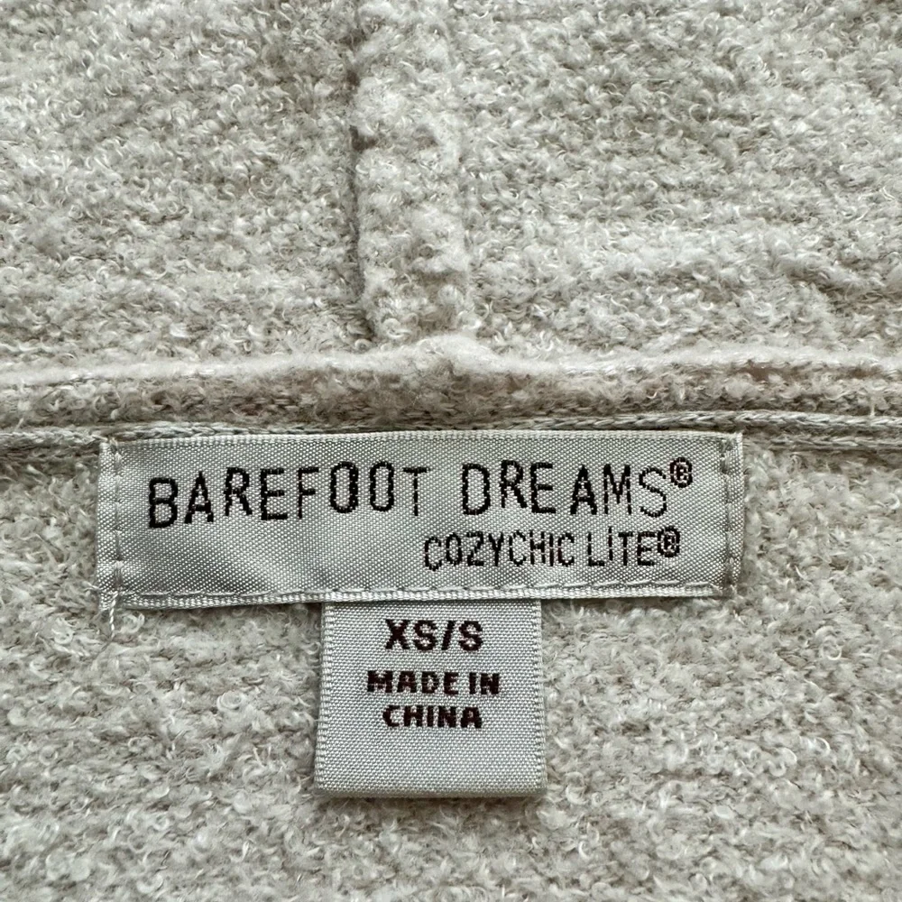 Barefoot Dreams CozyChic Lite Knit Hooded Cardigan with Pockets Stone Size XS/S
